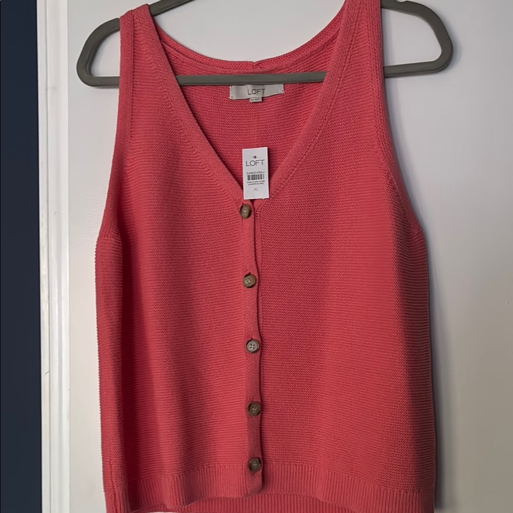 Loft Women's Coral Button-Down Sweater Tank
